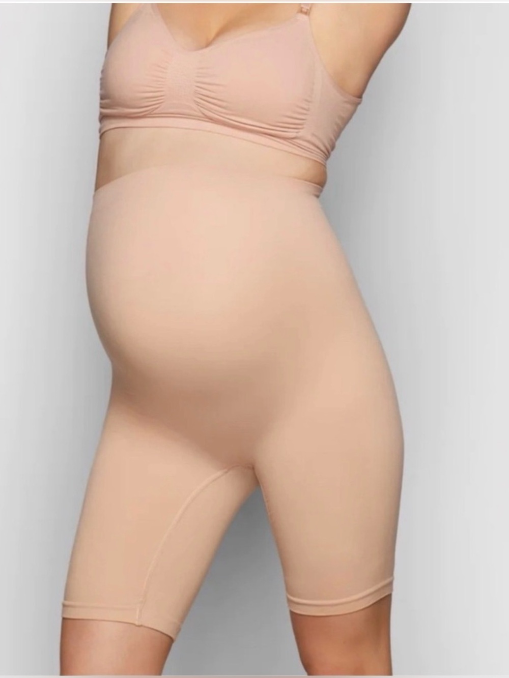 Skims Maternity Mid Thigh Sculpting Shorts in Clay